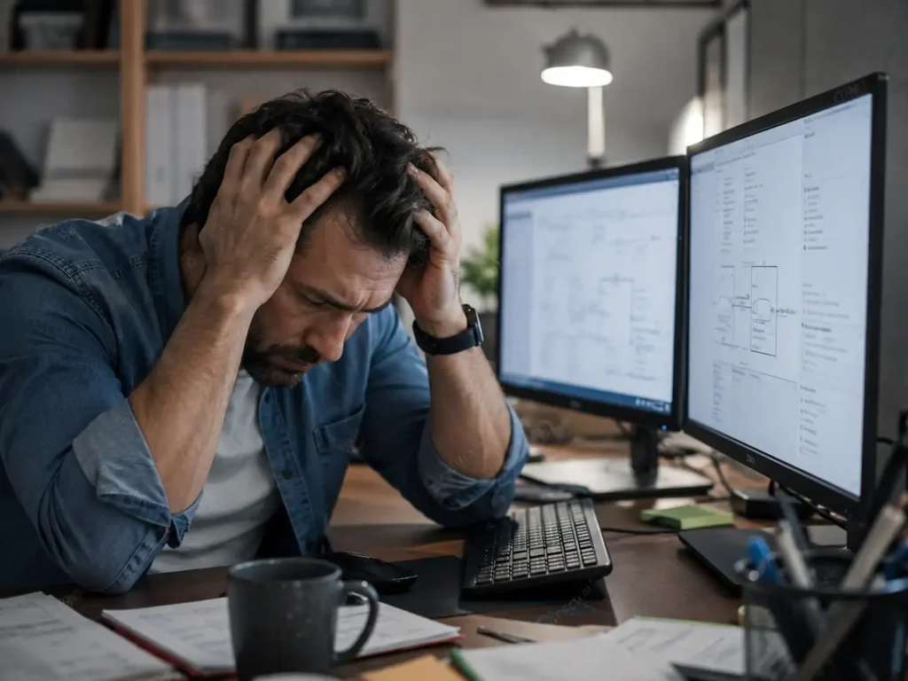 WordPress vs Wix, hombre intentando decidir entre cual elegir de acuerdo a su economía